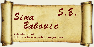 Sima Babović vizit kartica